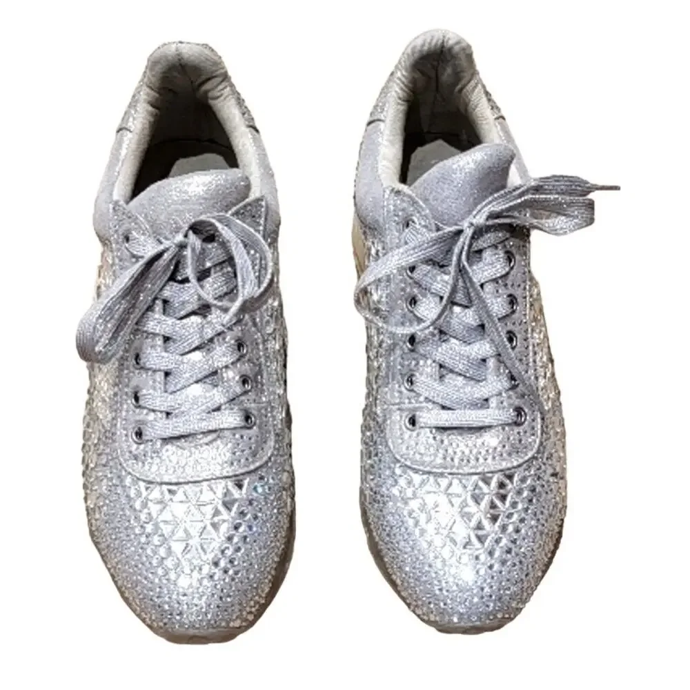 Steve Madden Sneakers Crystal Rhinestones Men's Sz 11 Lace‎ Up Corona Carissa
